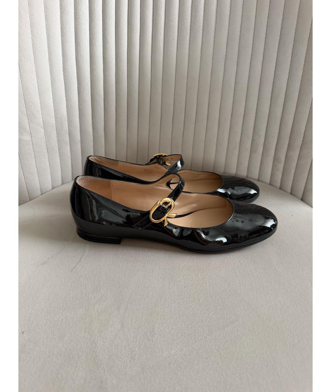 GIANVITO ROSSI Черные балетки из лакированной кожи, фото 9