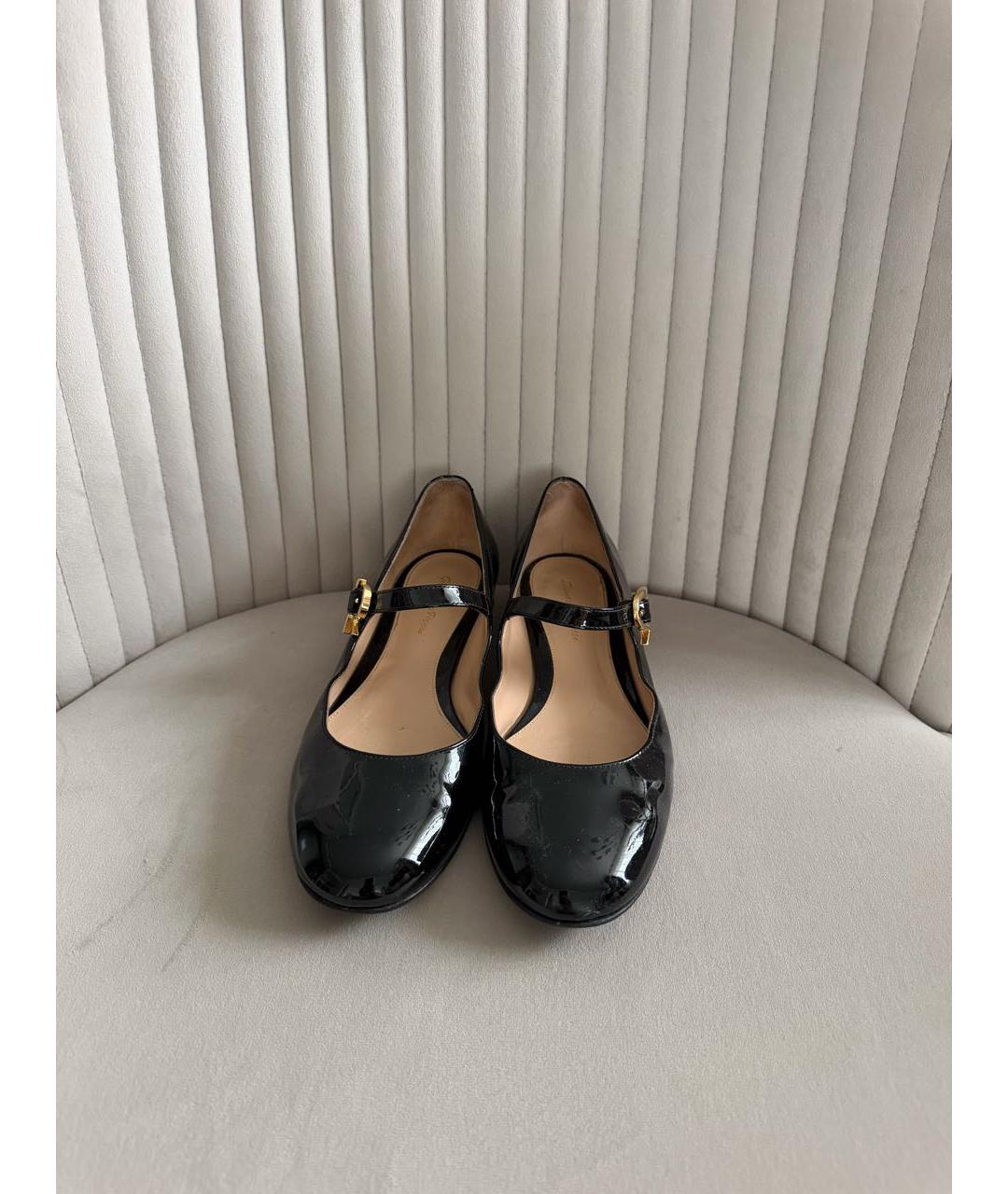 GIANVITO ROSSI Черные балетки из лакированной кожи, фото 2