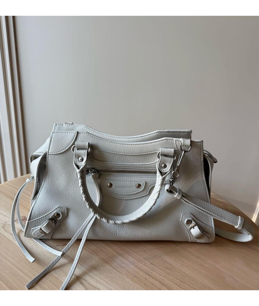 BALENCIAGA Серая кожаная сумка с короткими ручками, фото 9