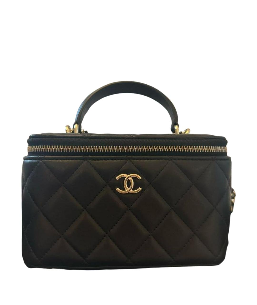 CHANEL Черная кожаная сумка с короткими ручками, фото 6
