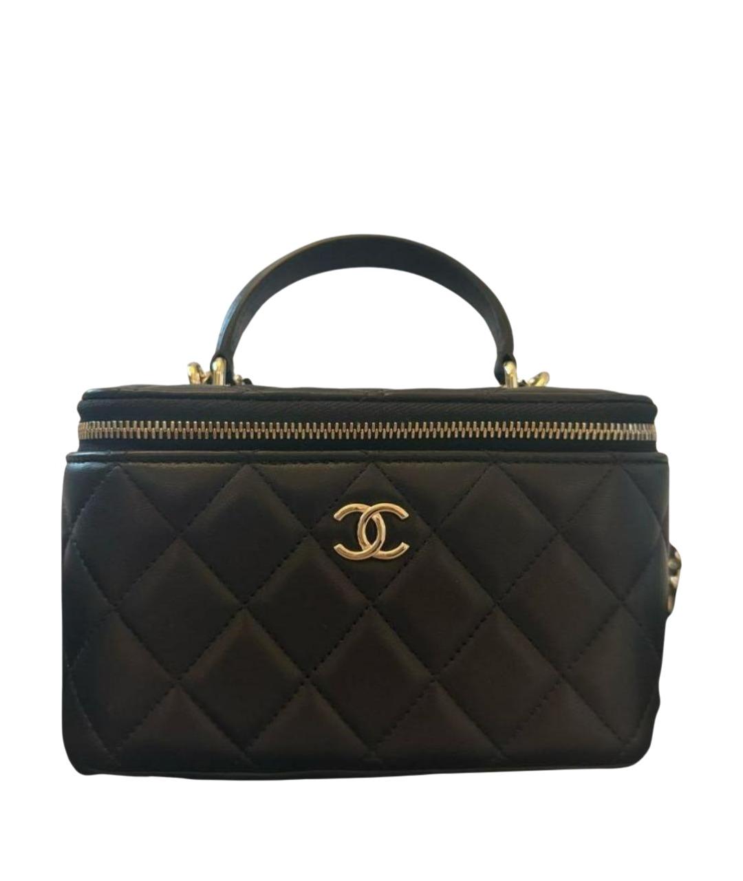 CHANEL Черная кожаная сумка с короткими ручками, фото 1