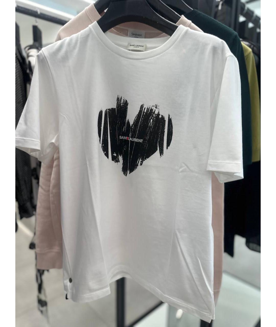 SAINT LAURENT Белая хлопковая футболка, фото 2
