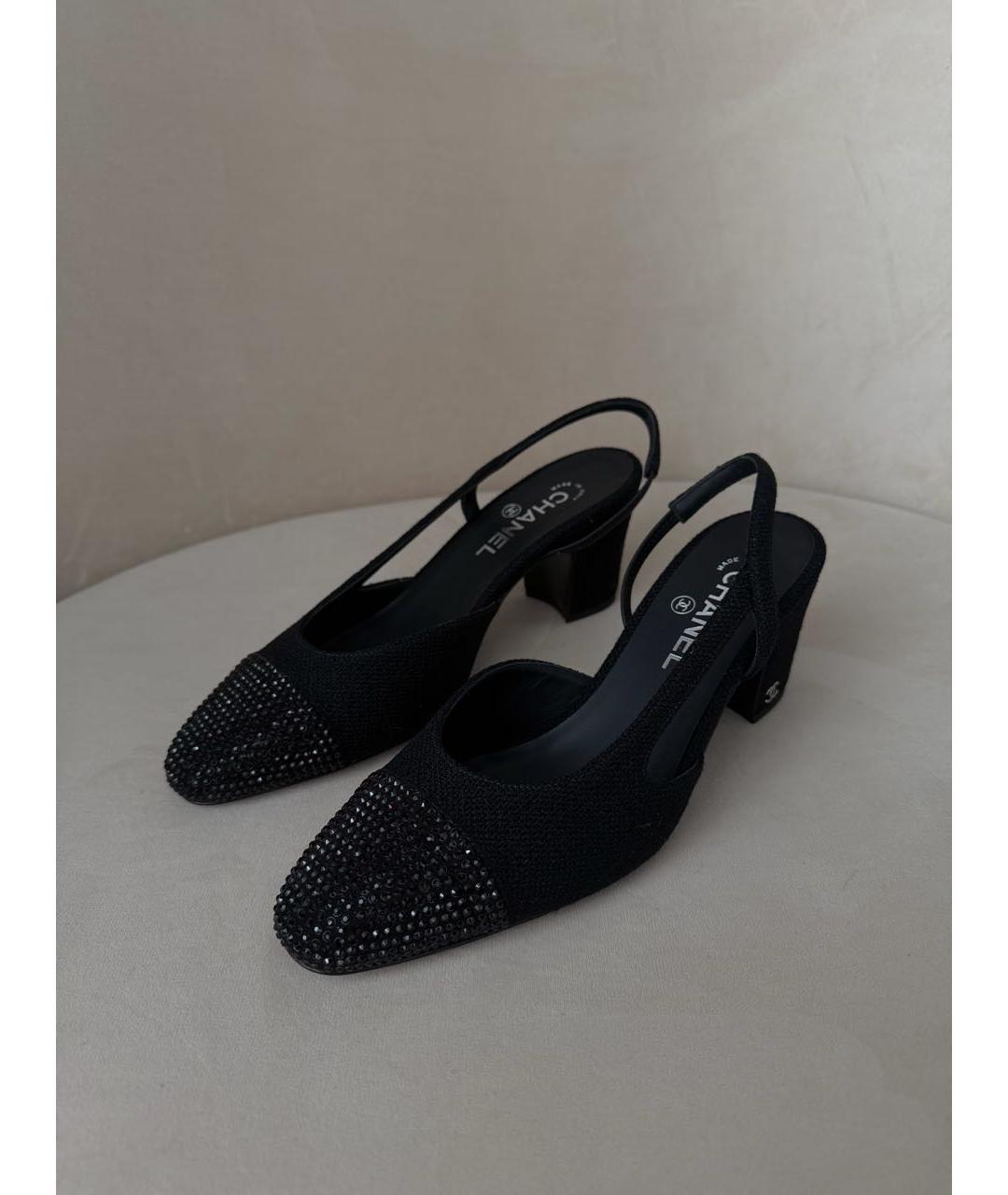CHANEL Черные текстильные туфли, фото 5