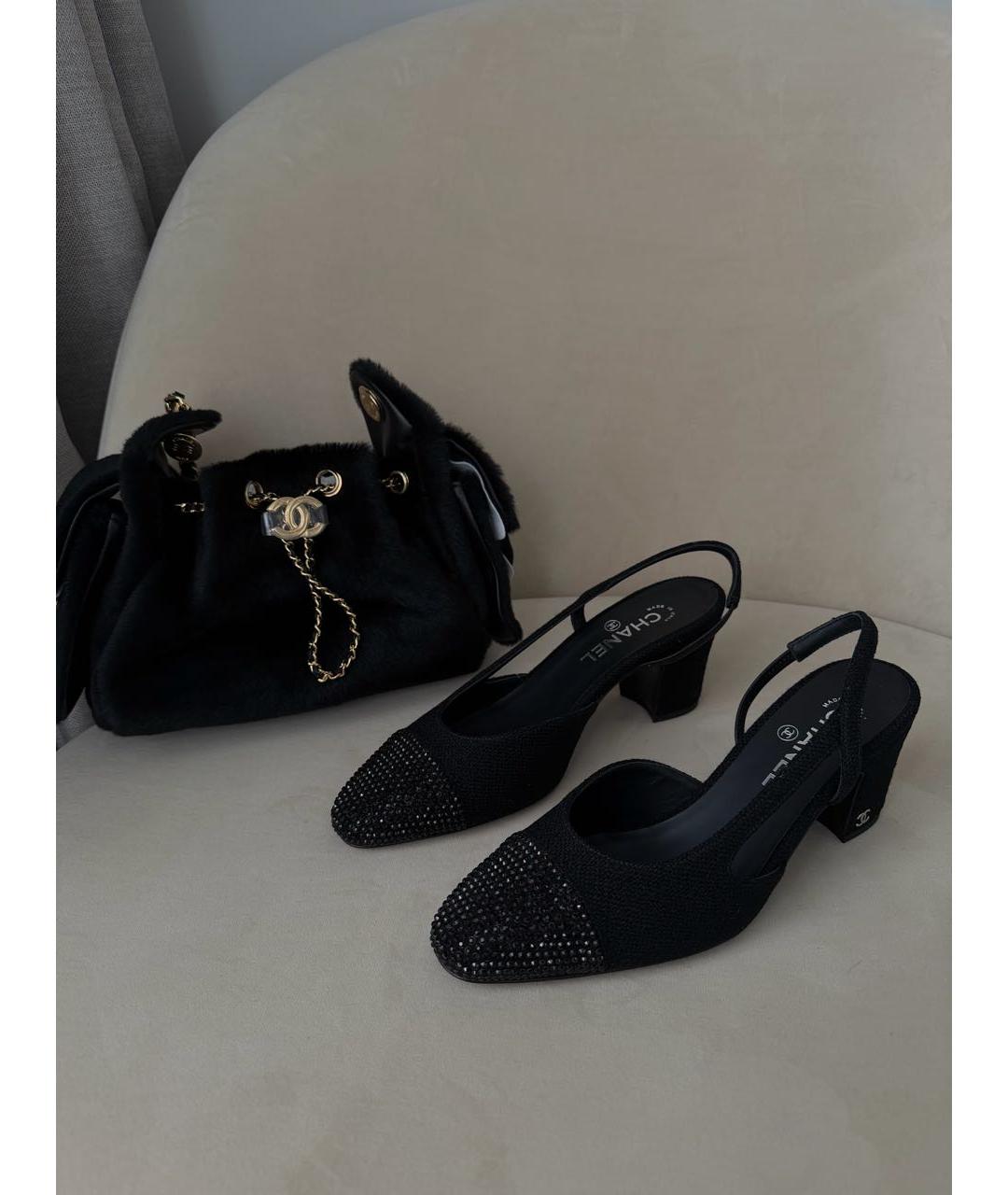 CHANEL Черные текстильные туфли, фото 2