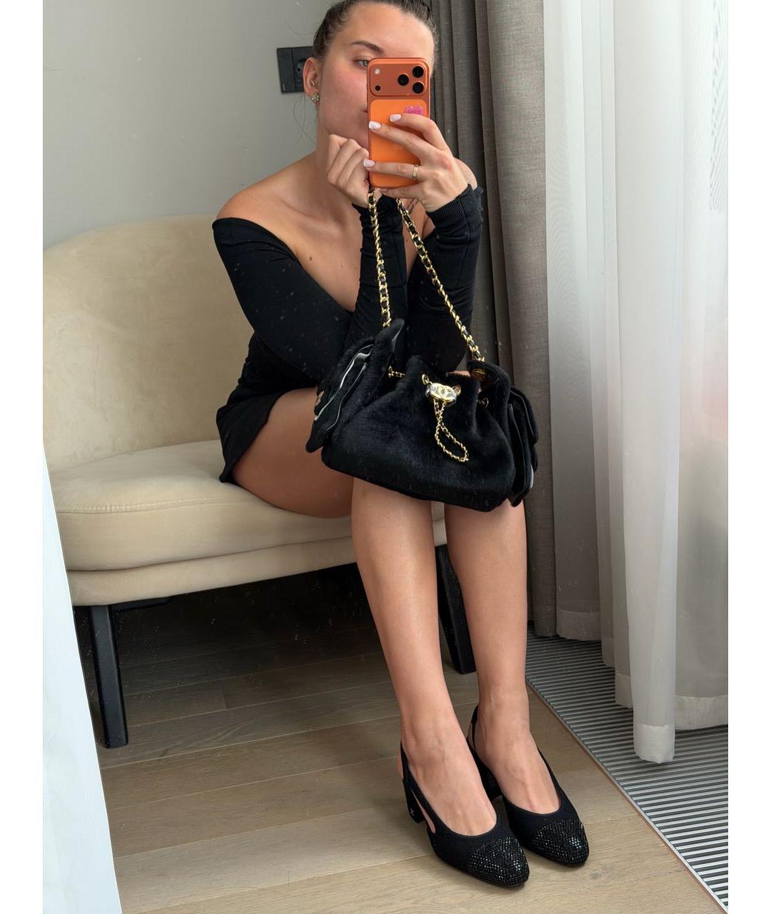 CHANEL Черные текстильные туфли, фото 4