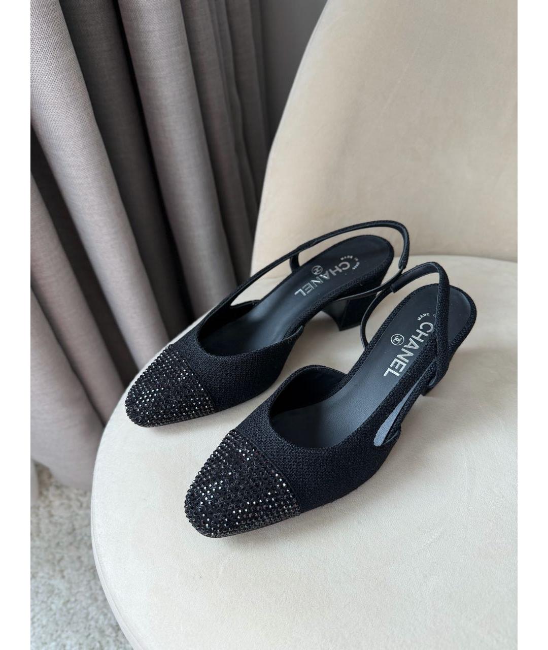 CHANEL Черные текстильные туфли, фото 3