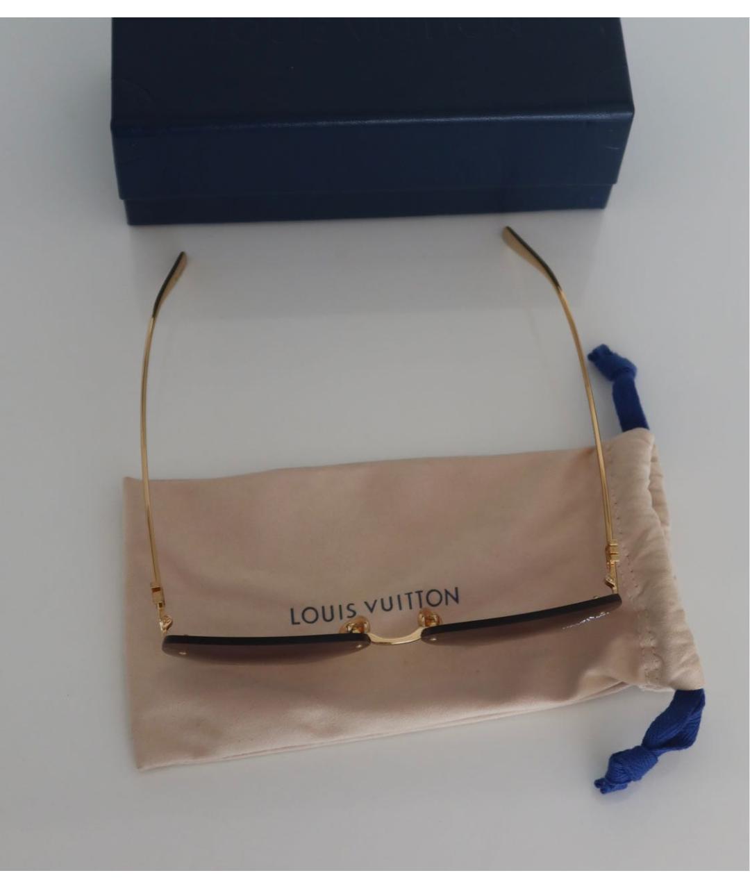 LOUIS VUITTON Золотые металлические солнцезащитные очки, фото 2