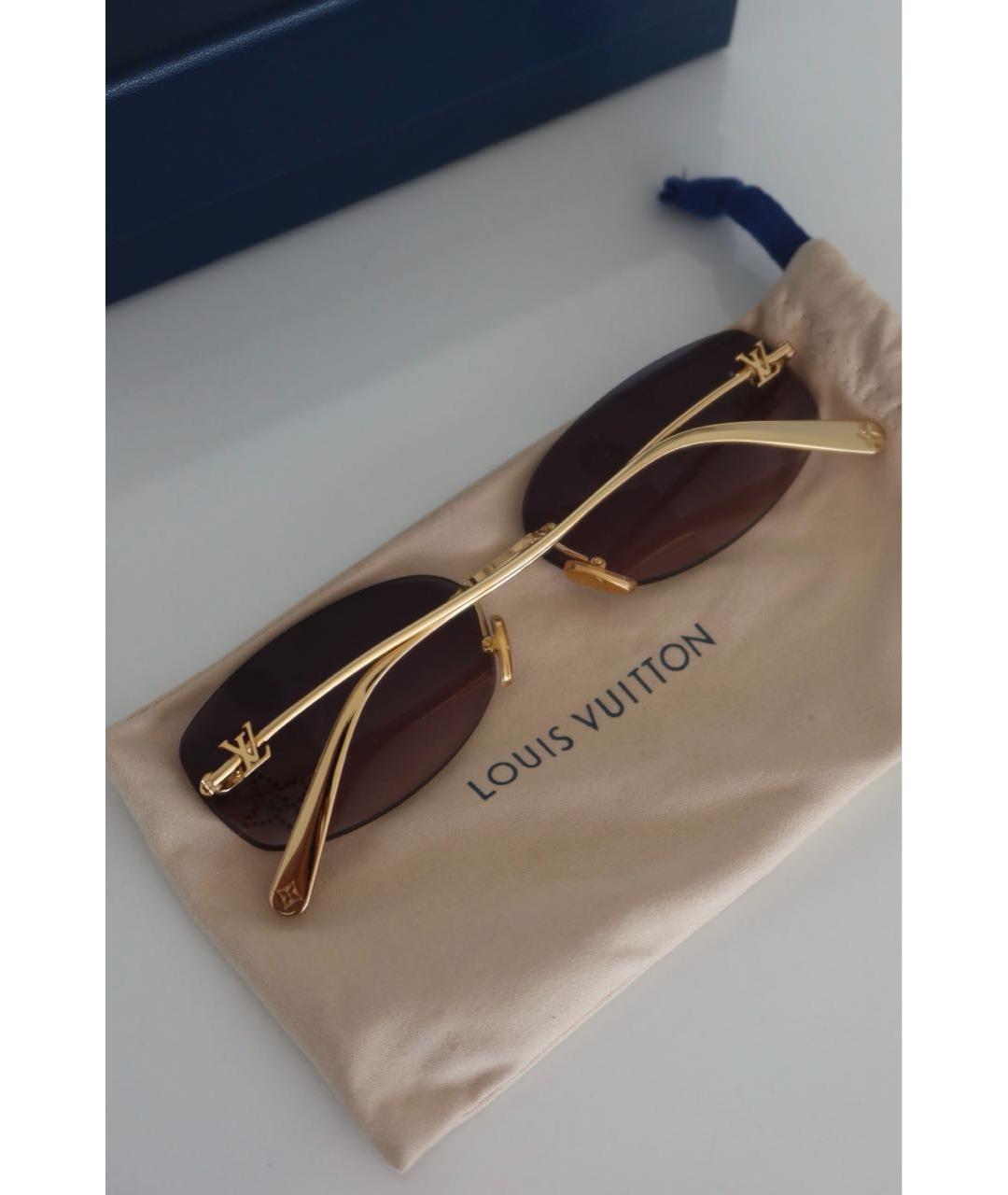 LOUIS VUITTON Золотые металлические солнцезащитные очки, фото 6