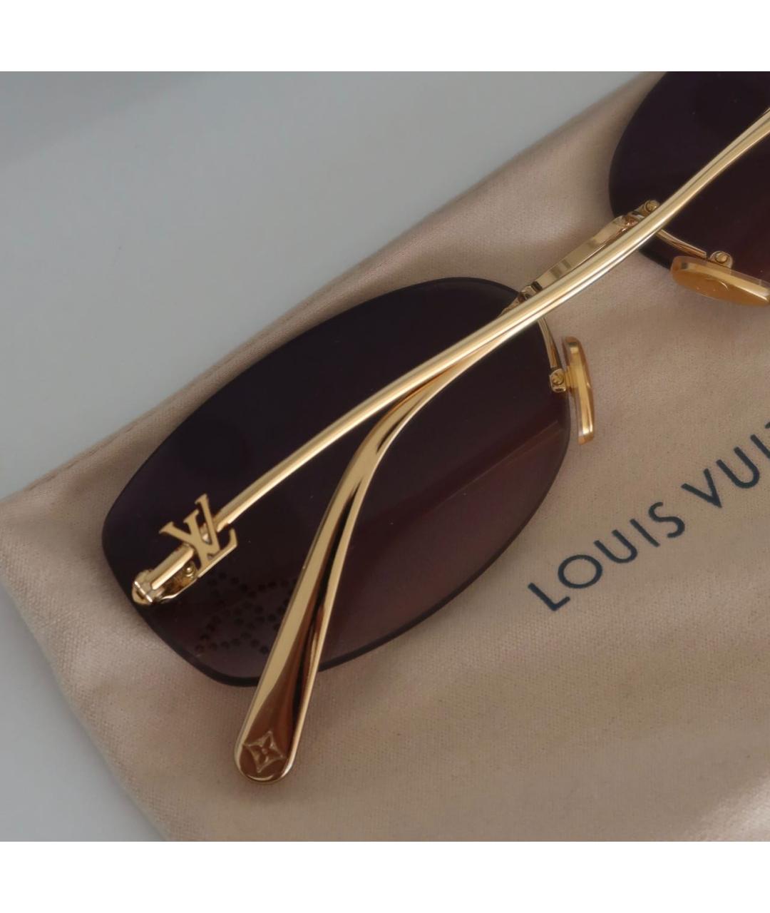 LOUIS VUITTON Золотые металлические солнцезащитные очки, фото 3