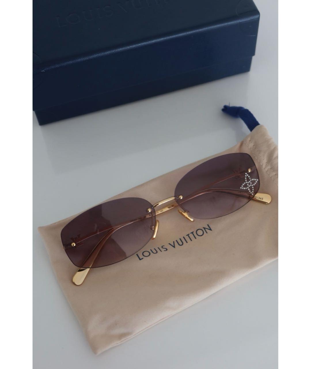 LOUIS VUITTON Золотые металлические солнцезащитные очки, фото 7