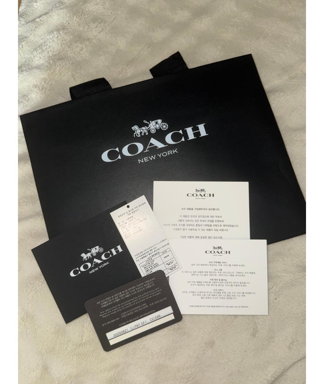 COACH Фиолетовая кожаная сумка через плечо, фото 5