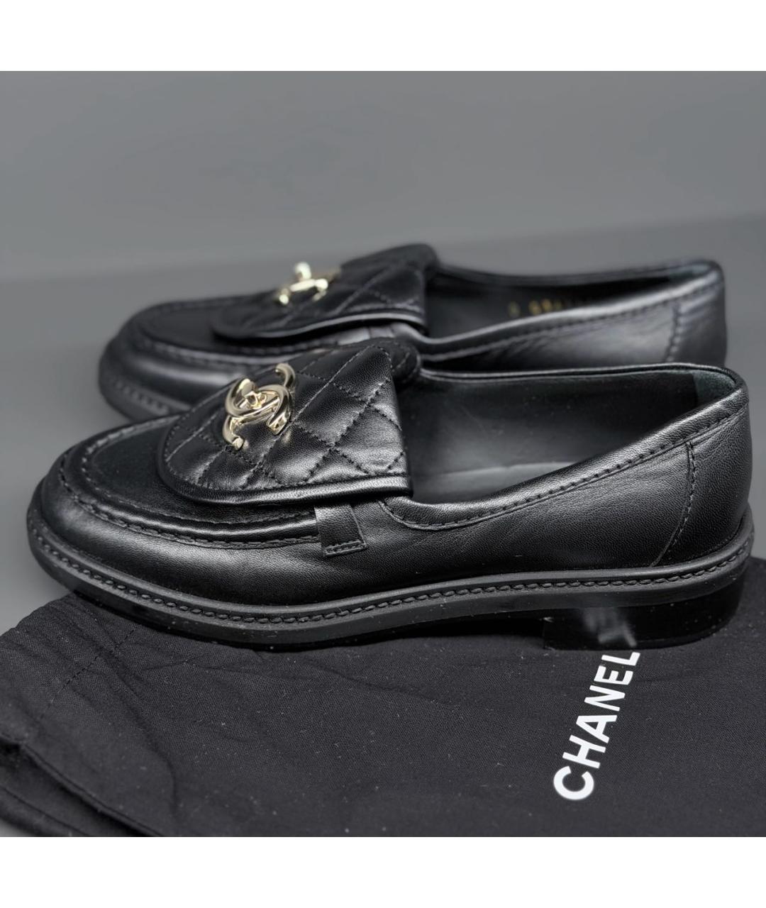 CHANEL Черные кожаные лоферы, фото 5
