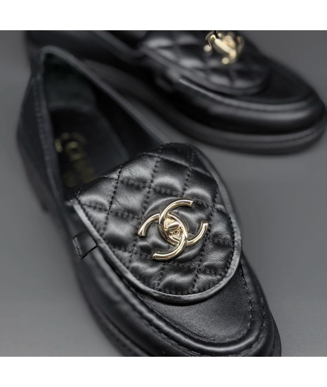 CHANEL Черные кожаные лоферы, фото 3