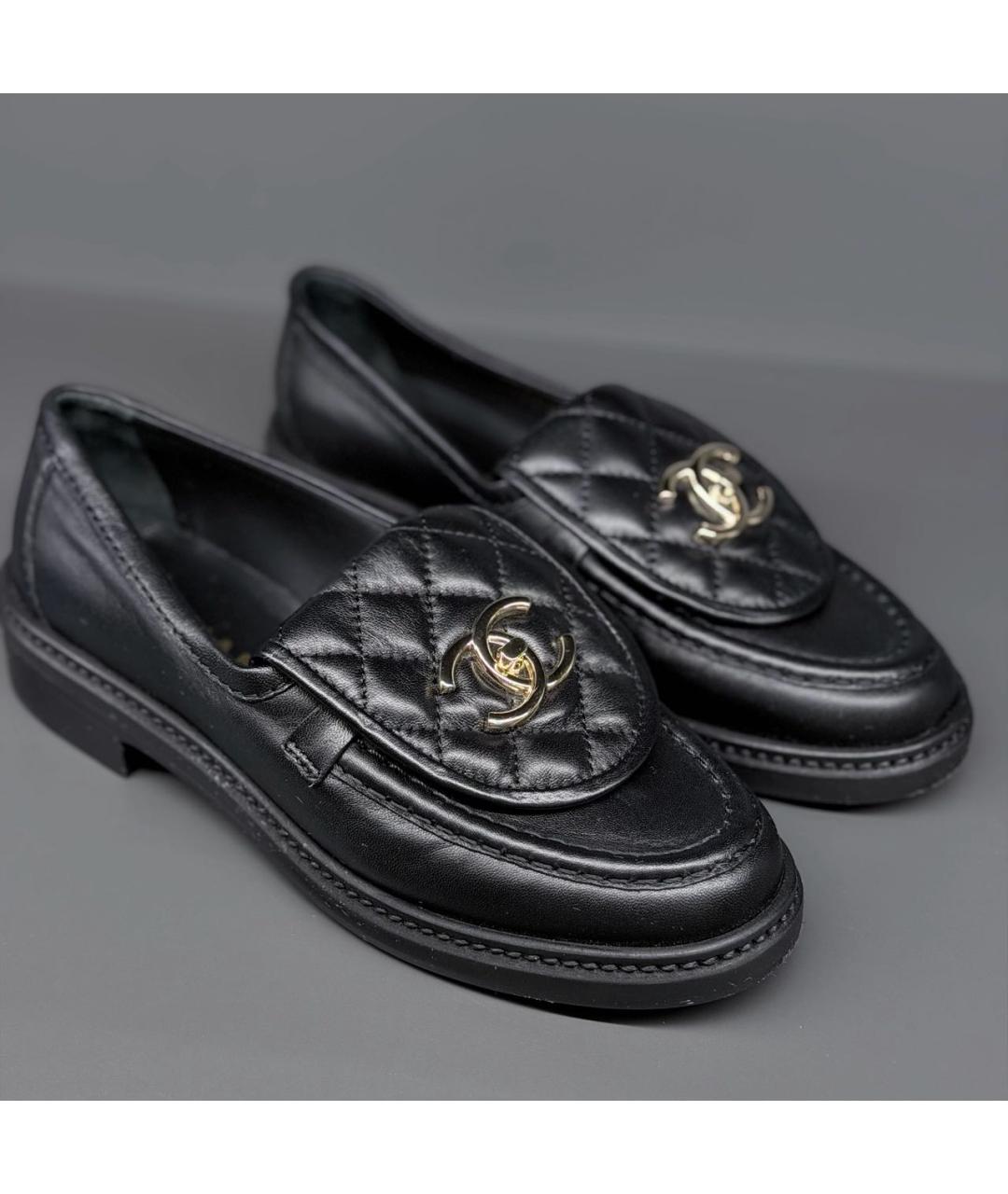 CHANEL Черные кожаные лоферы, фото 2