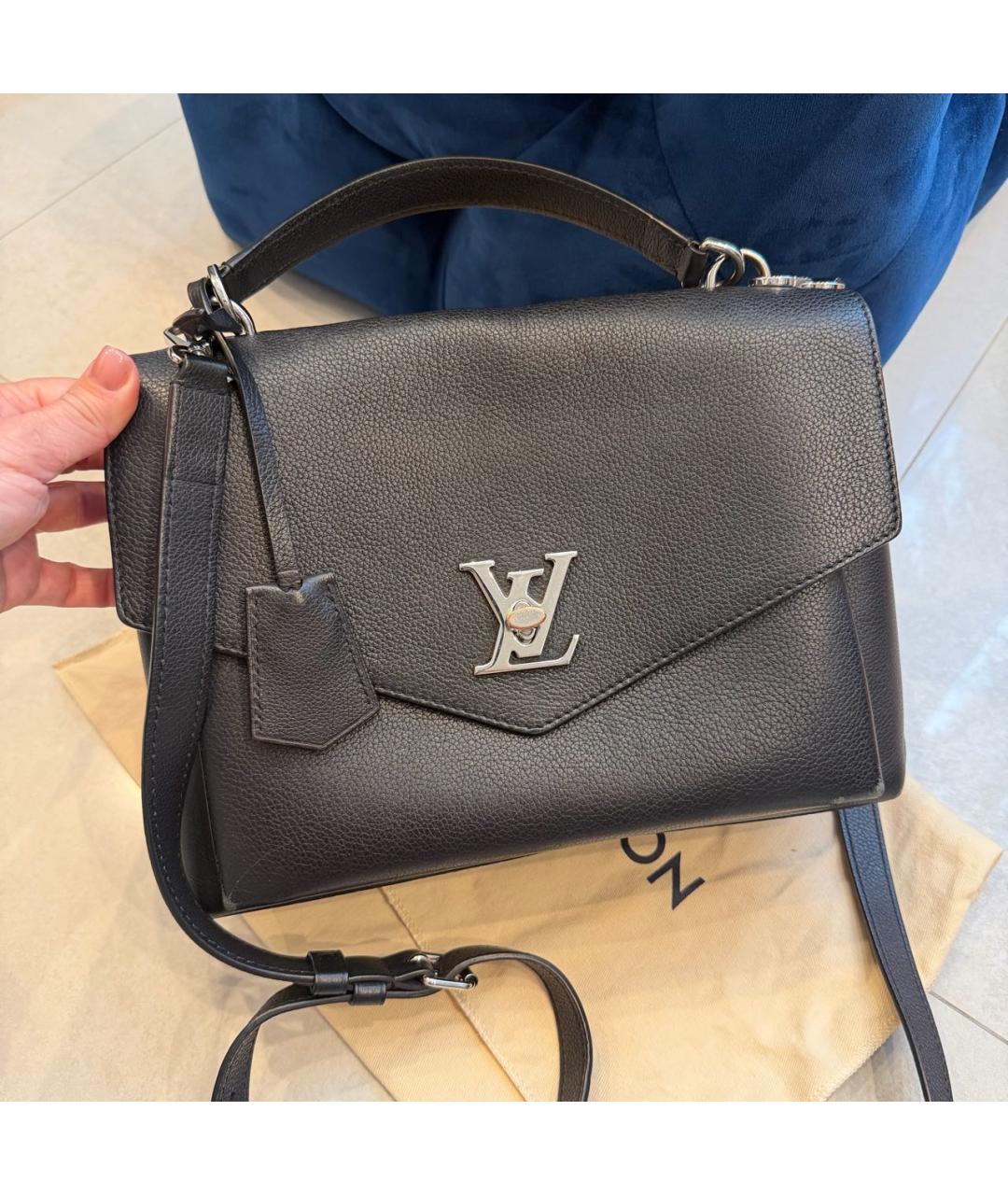 LOUIS VUITTON Черная кожаная сумка с короткими ручками, фото 9