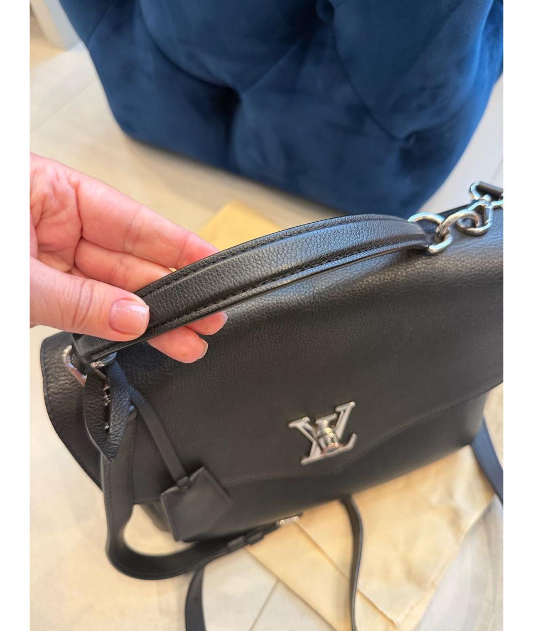 LOUIS VUITTON Черная кожаная сумка с короткими ручками, фото 7