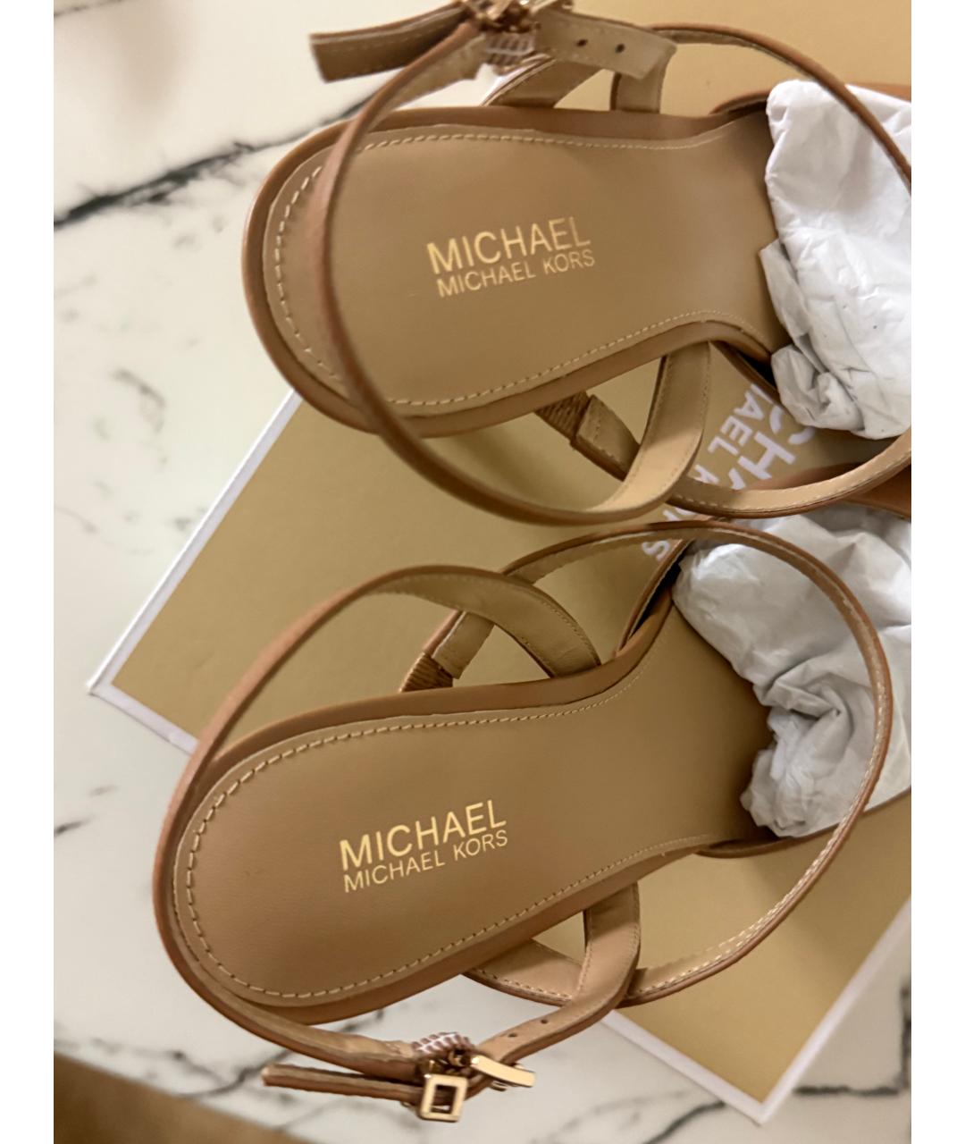 MICHAEL KORS Коричневые кожаные туфли, фото 3