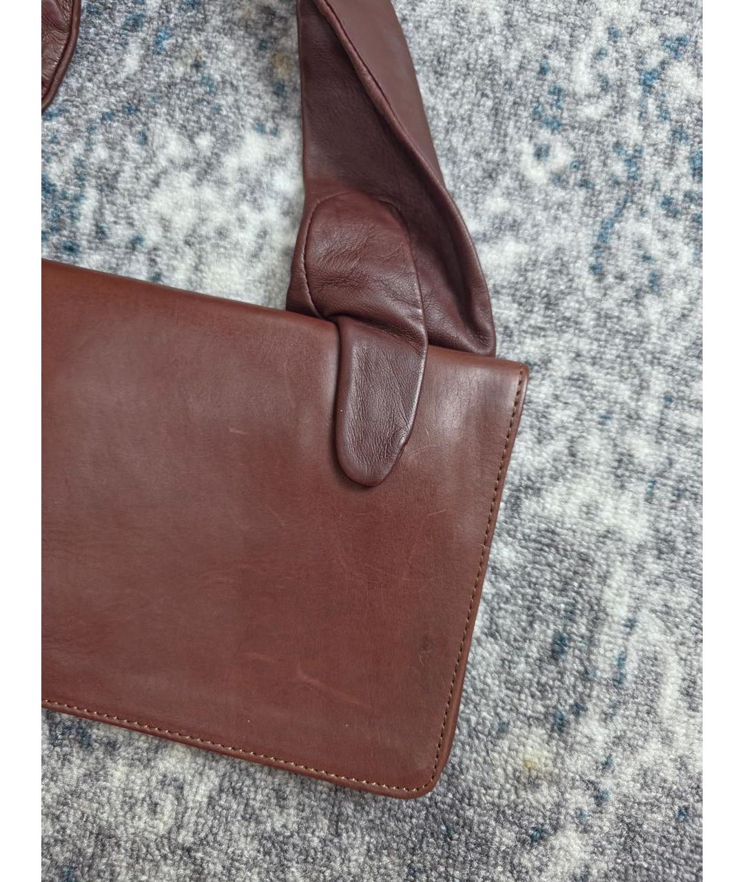 MAISON MARGIELA Коричневая кожаная сумка с короткими ручками, фото 4