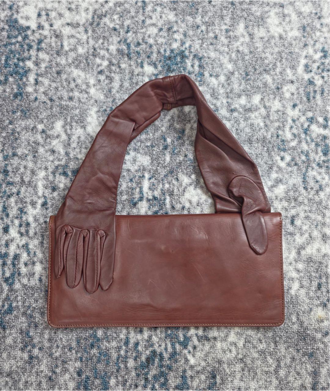 MAISON MARGIELA Коричневая кожаная сумка с короткими ручками, фото 8