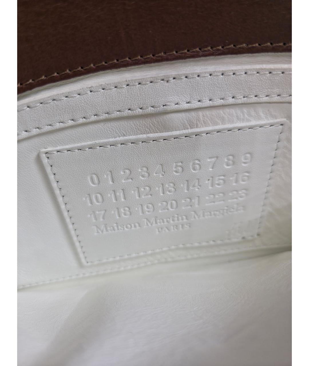 MAISON MARGIELA Коричневая кожаная сумка с короткими ручками, фото 6