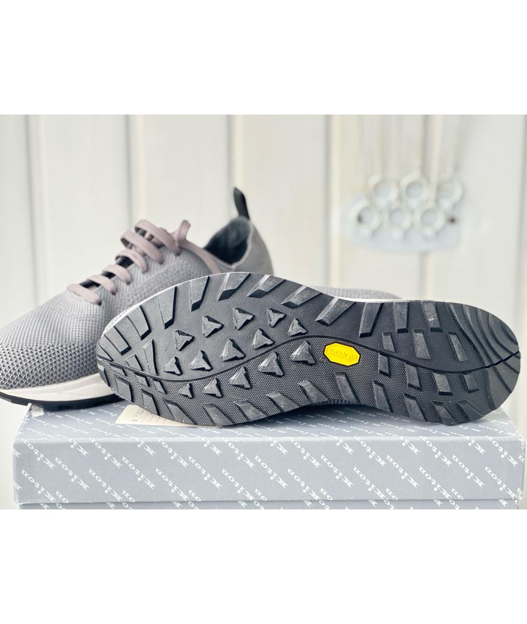 KITON Серые текстильные низкие кроссовки / кеды, фото 5