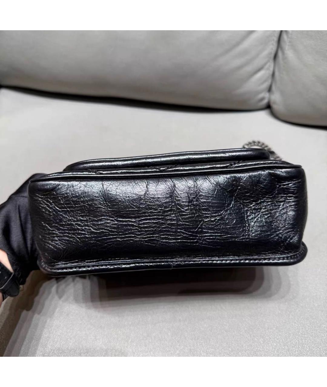 SAINT LAURENT Черная кожаная сумка тоут, фото 7
