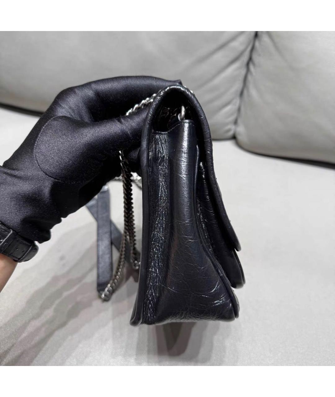 SAINT LAURENT Черная кожаная сумка тоут, фото 5