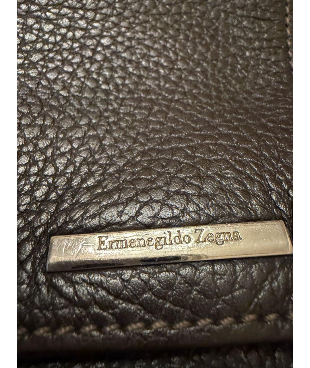 ERMENEGILDO ZEGNA XXX Коричневая кожаная сумка на плечо, фото 4
