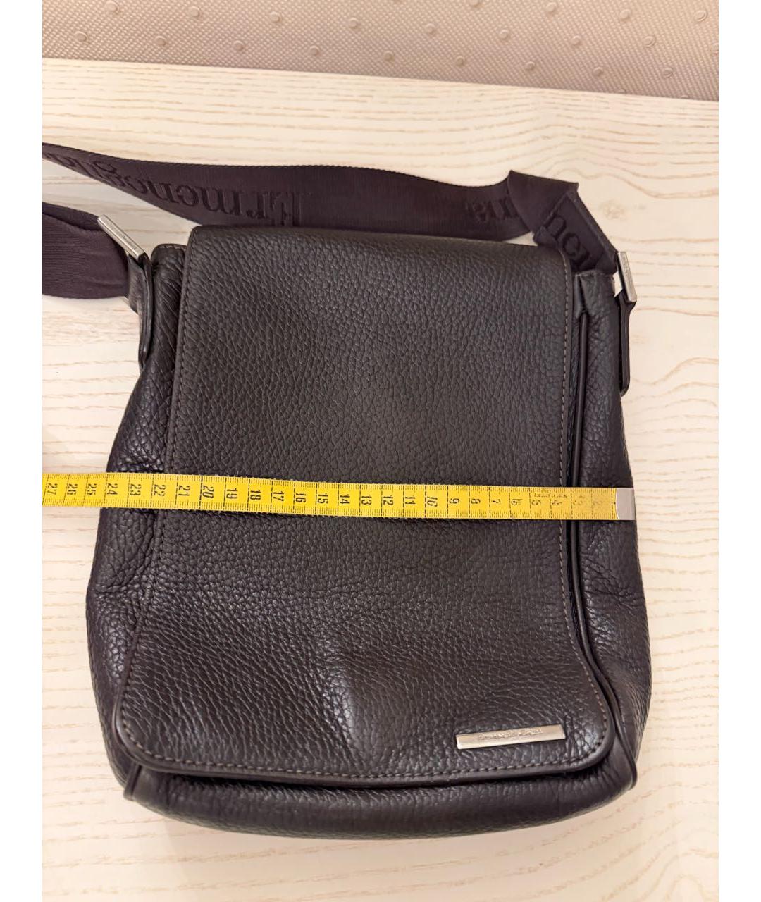 ERMENEGILDO ZEGNA XXX Коричневая кожаная сумка на плечо, фото 7