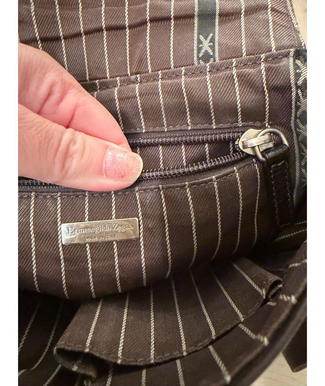 ERMENEGILDO ZEGNA XXX Коричневая кожаная сумка на плечо, фото 6