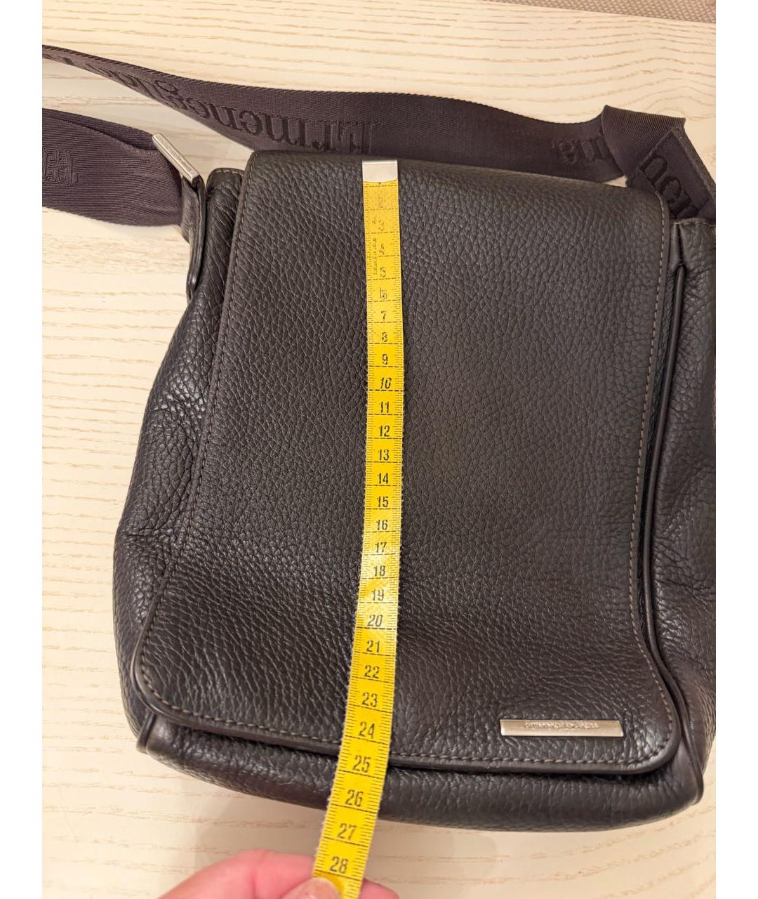 ERMENEGILDO ZEGNA XXX Коричневая кожаная сумка на плечо, фото 8
