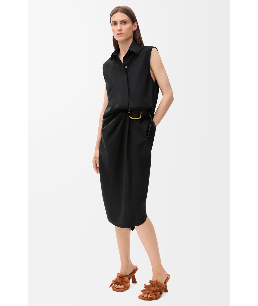 LOEWE Черное шерстяное коктейльное платье, фото 2