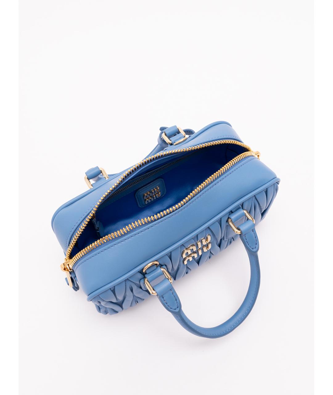 MIU MIU Голубая кожаная сумка с короткими ручками, фото 6