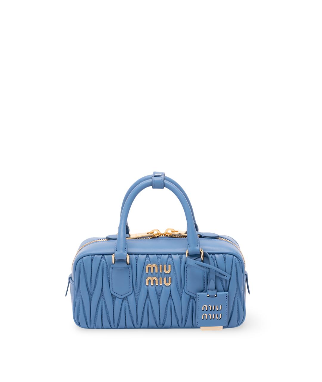 MIU MIU Голубая кожаная сумка с короткими ручками, фото 1
