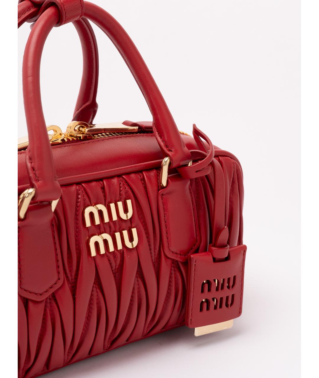 MIU MIU Красная кожаная сумка с короткими ручками, фото 4