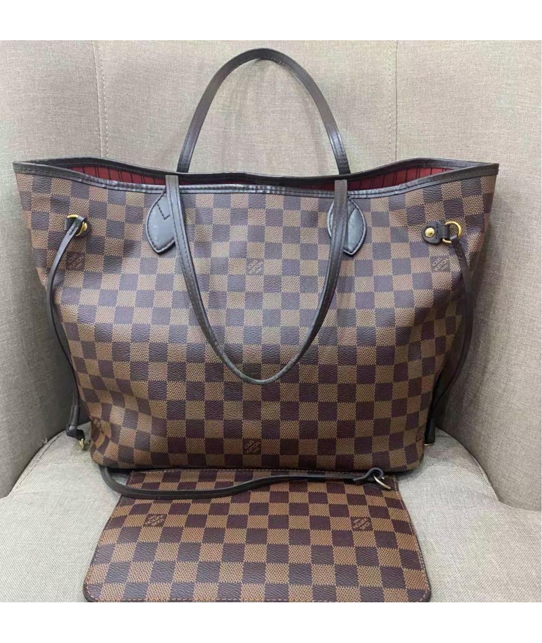 LOUIS VUITTON Коричневая кожаная сумка тоут, фото 7