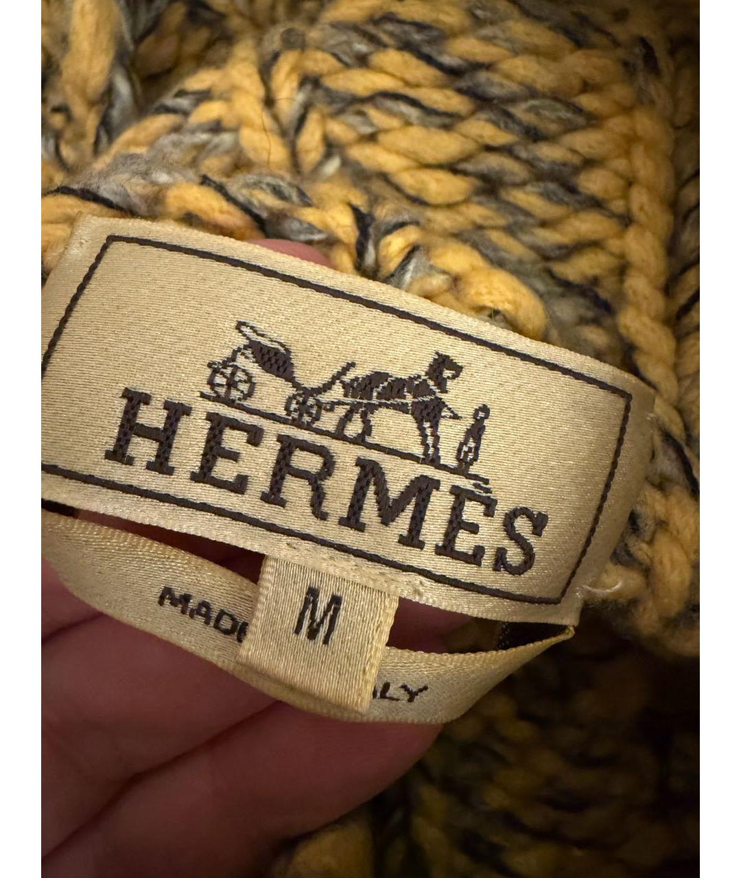HERMES Желтый шерстяной джемпер / свитер, фото 2