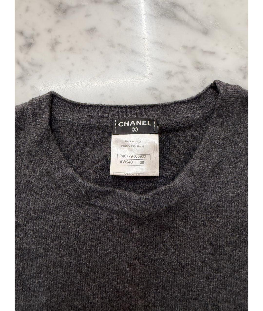 CHANEL Антрацитовое кашемировое повседневное платье, фото 2