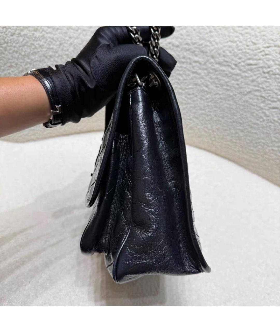 SAINT LAURENT Черная кожаная сумка тоут, фото 4