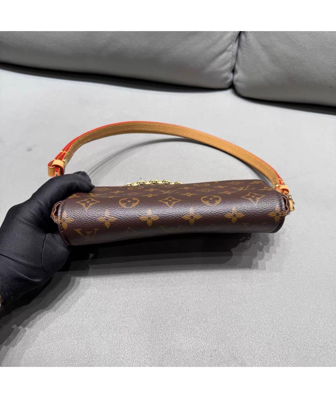 LOUIS VUITTON Коричневая кожаная сумка через плечо, фото 5