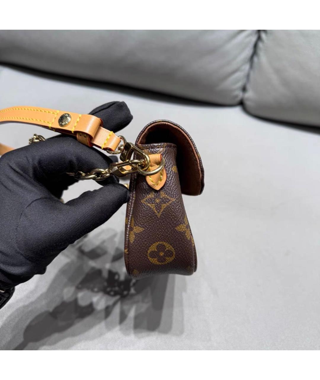 LOUIS VUITTON Коричневая кожаная сумка через плечо, фото 3