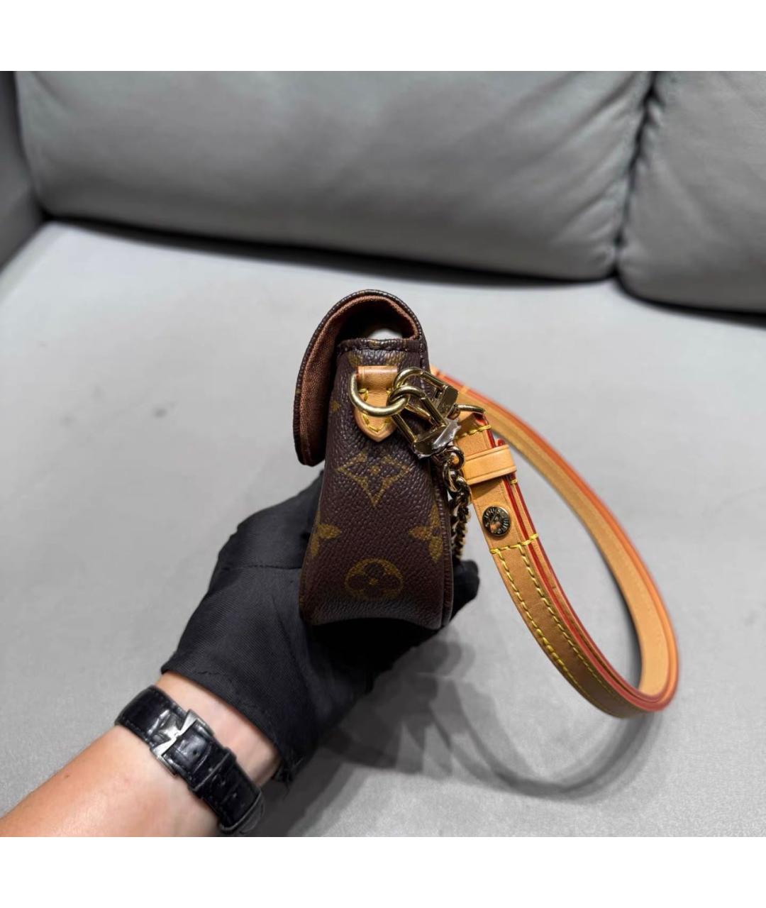 LOUIS VUITTON Коричневая кожаная сумка через плечо, фото 4