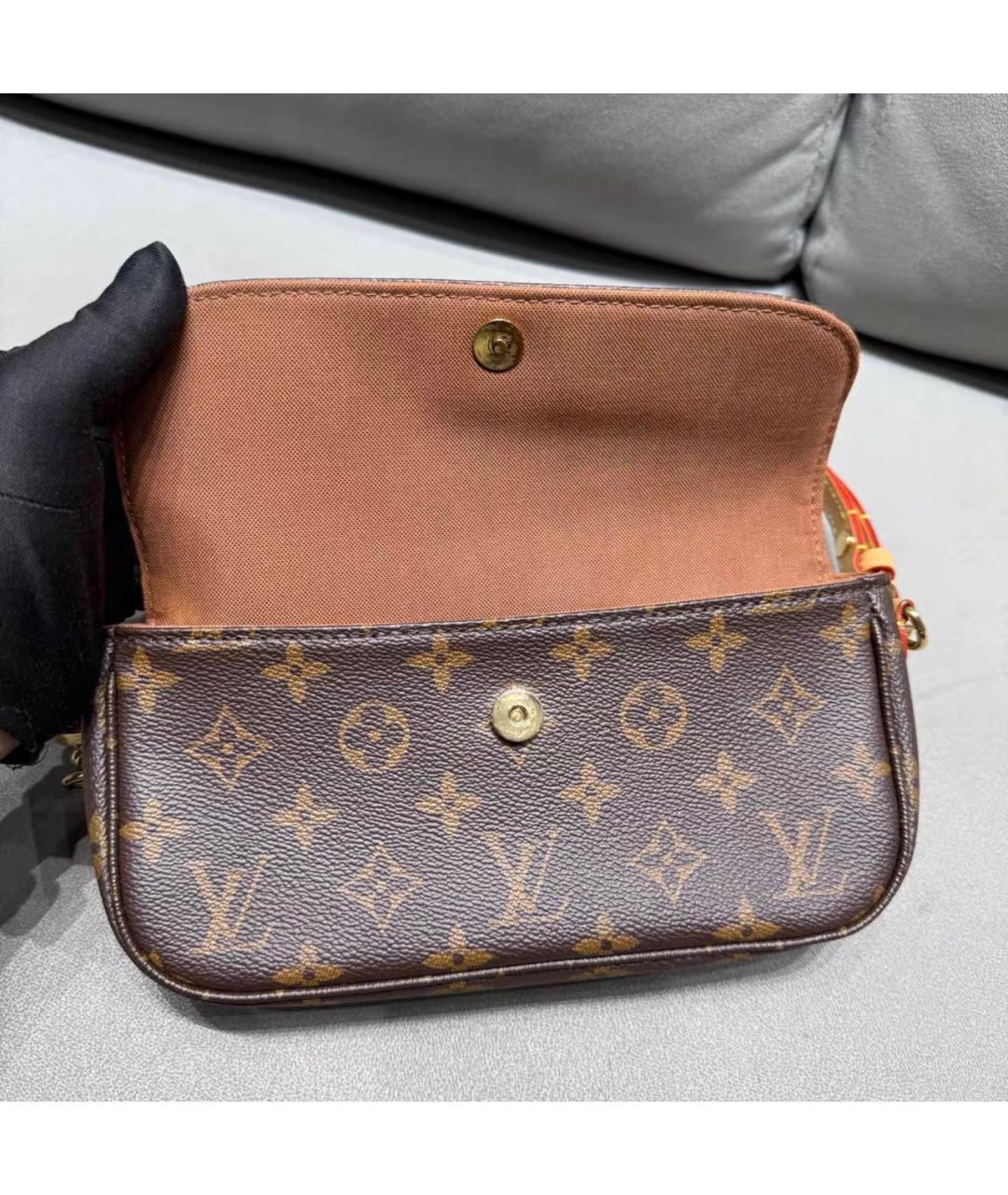LOUIS VUITTON Коричневая кожаная сумка через плечо, фото 7