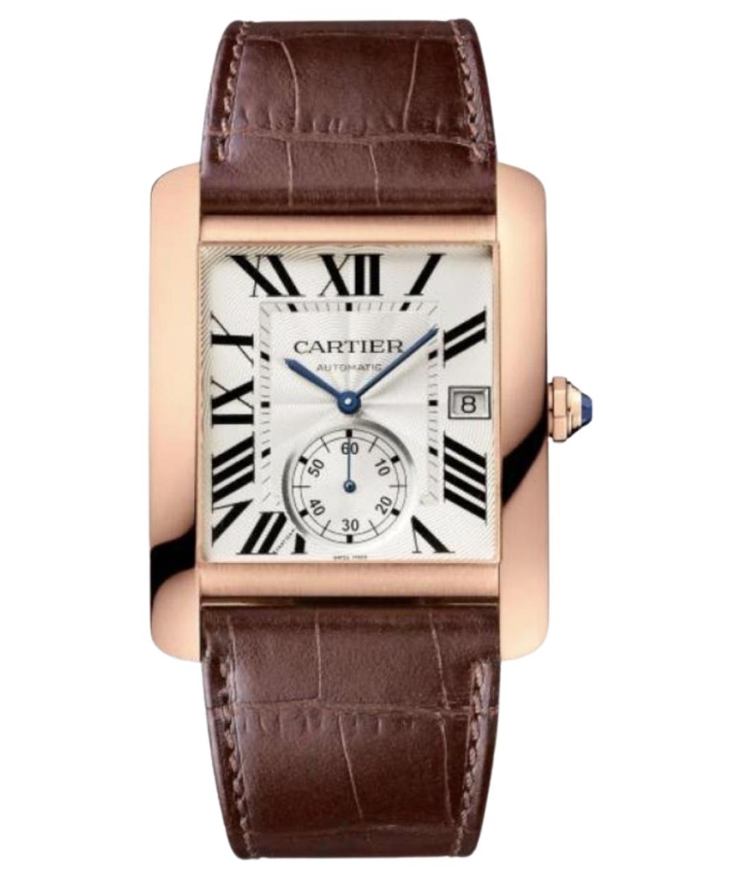 CARTIER Коричневые часы из розового золота, фото 1