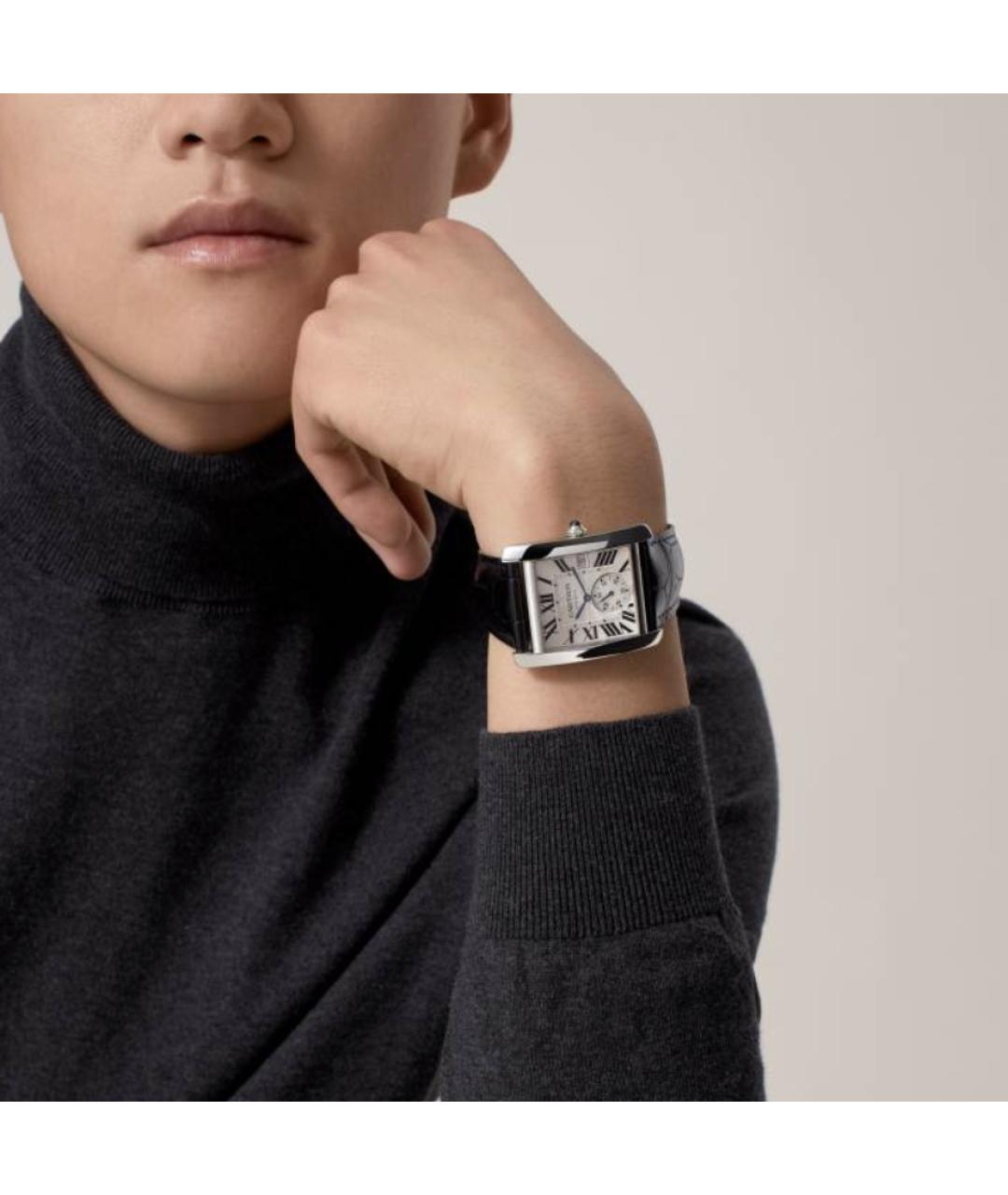 CARTIER Черные часы из белого золота, фото 2