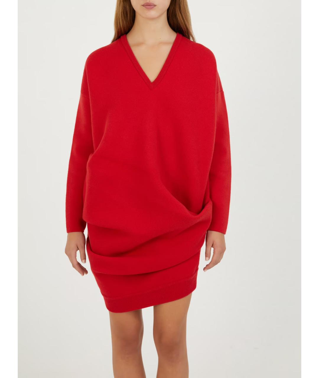 LOEWE Красное шерстяное повседневное платье, фото 4