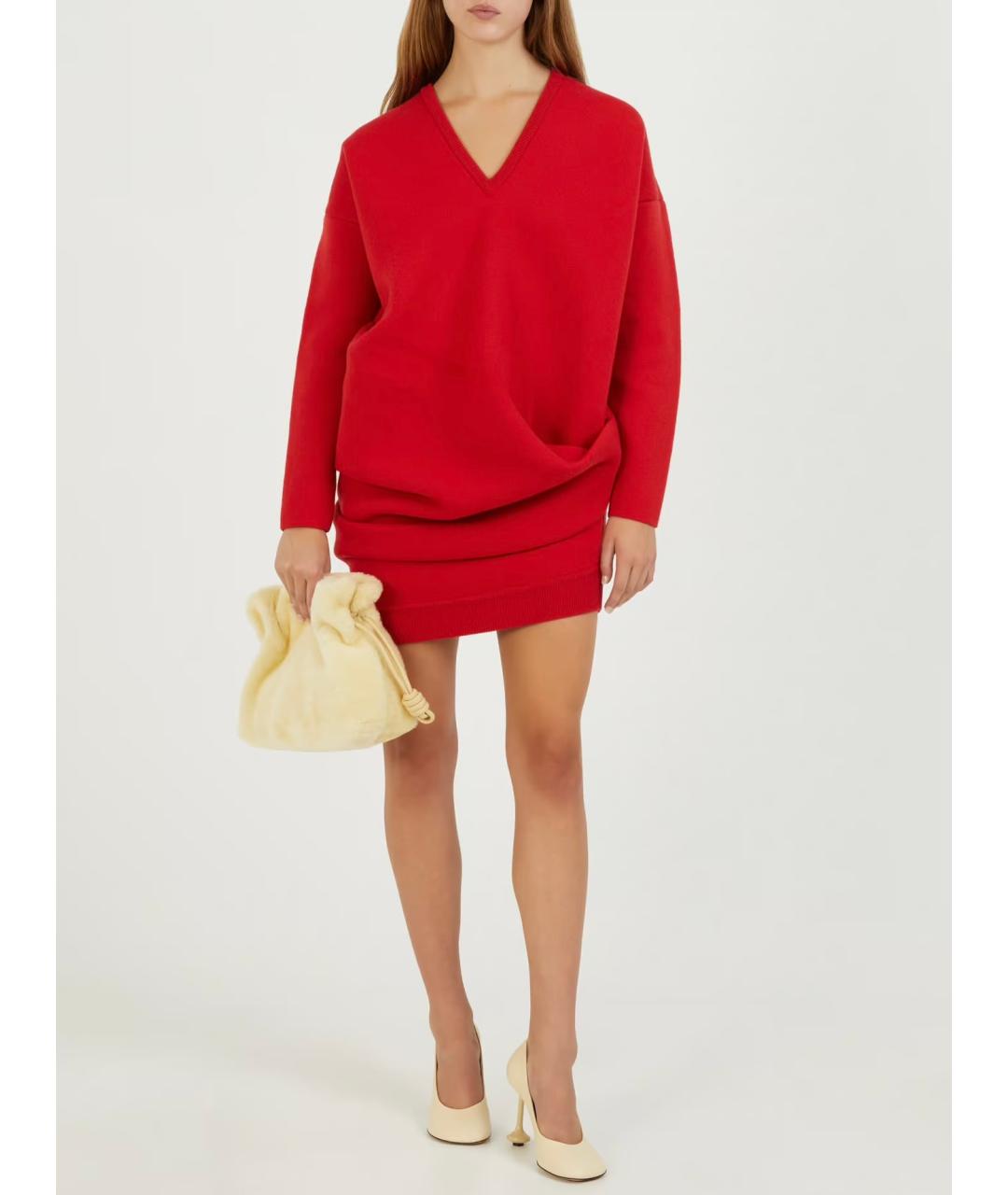 LOEWE Красное шерстяное повседневное платье, фото 5