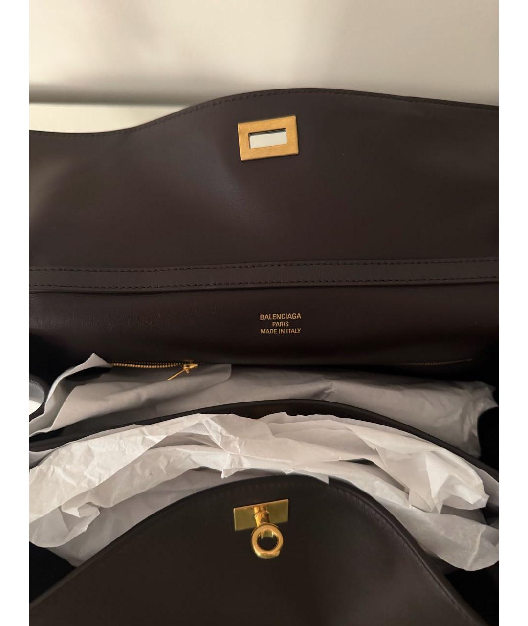 BALENCIAGA Коричневая кожаная сумка тоут, фото 4
