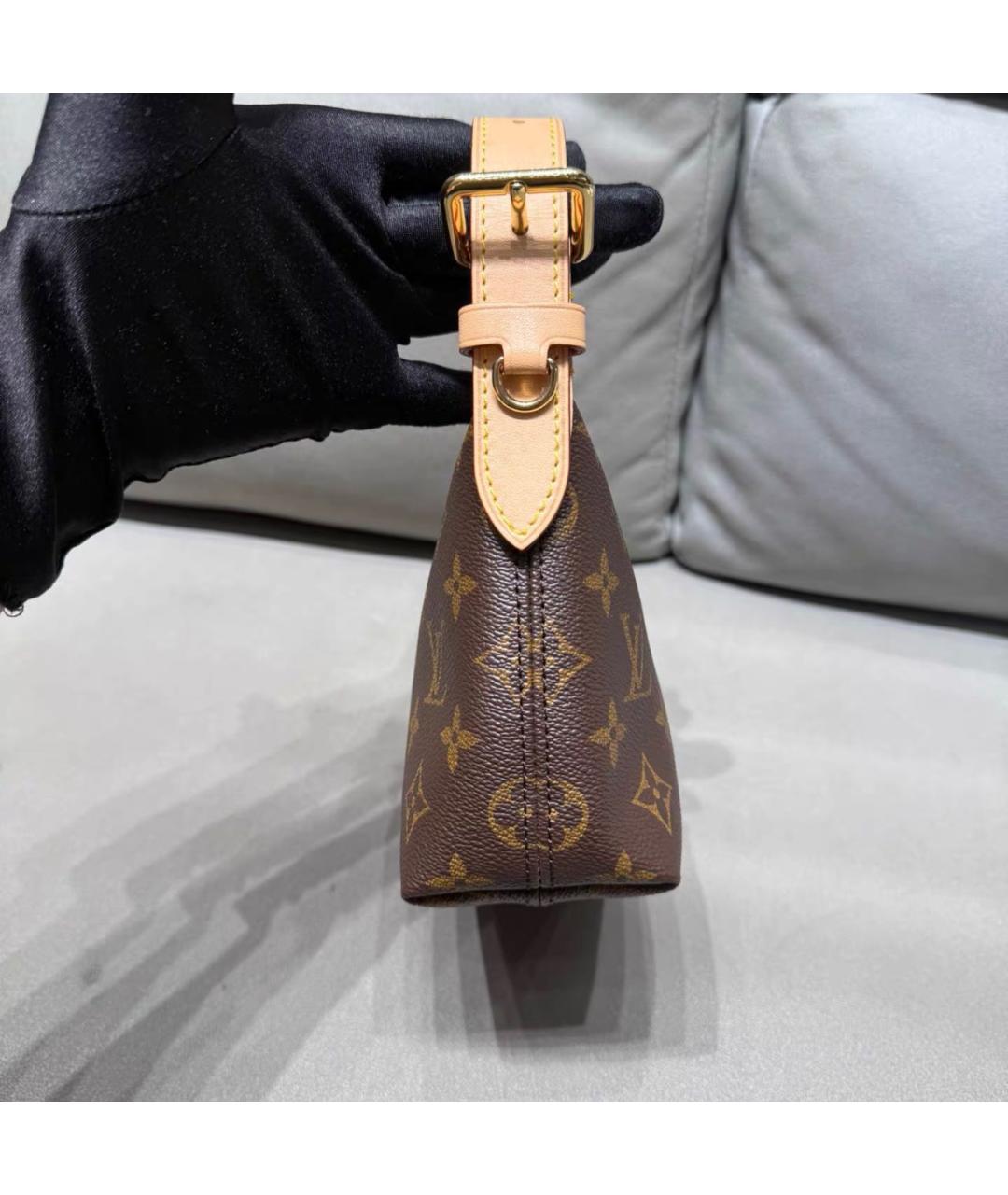 LOUIS VUITTON Коричневая кожаная сумка с короткими ручками, фото 3