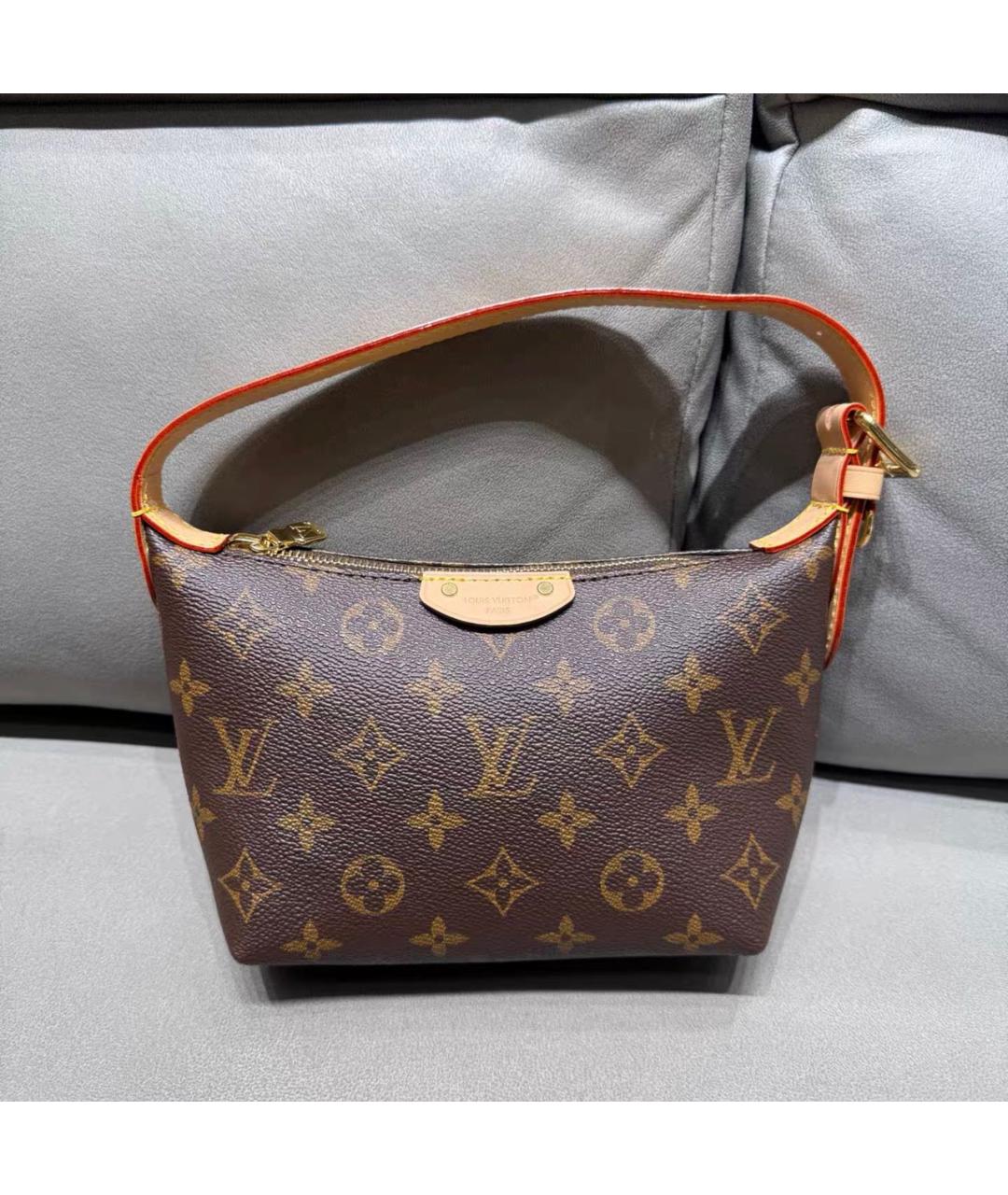 LOUIS VUITTON Коричневая кожаная сумка с короткими ручками, фото 7